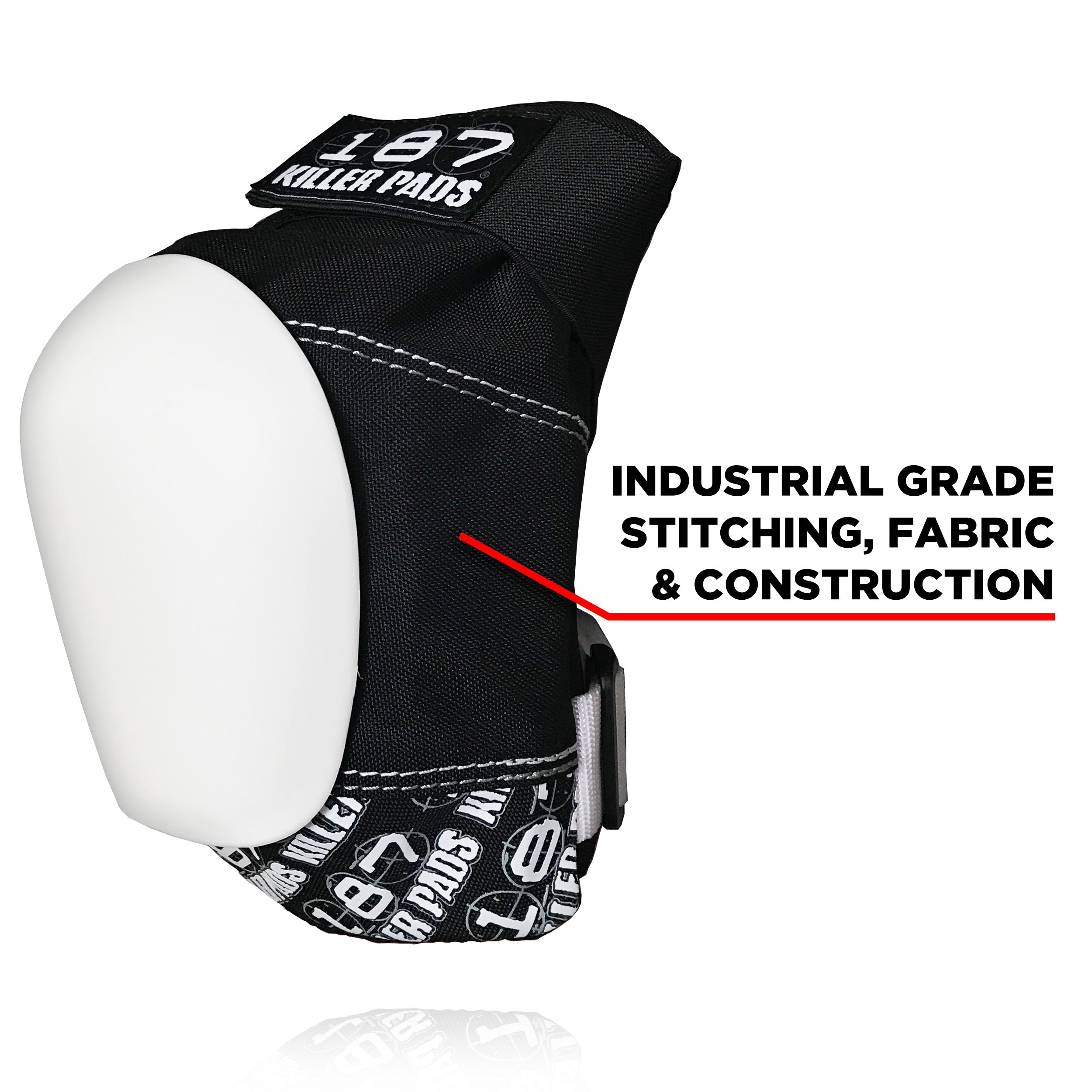 187-killer-pads-pro-knee-pad-schwarz-wei-mit-wei-en-kappen image 3