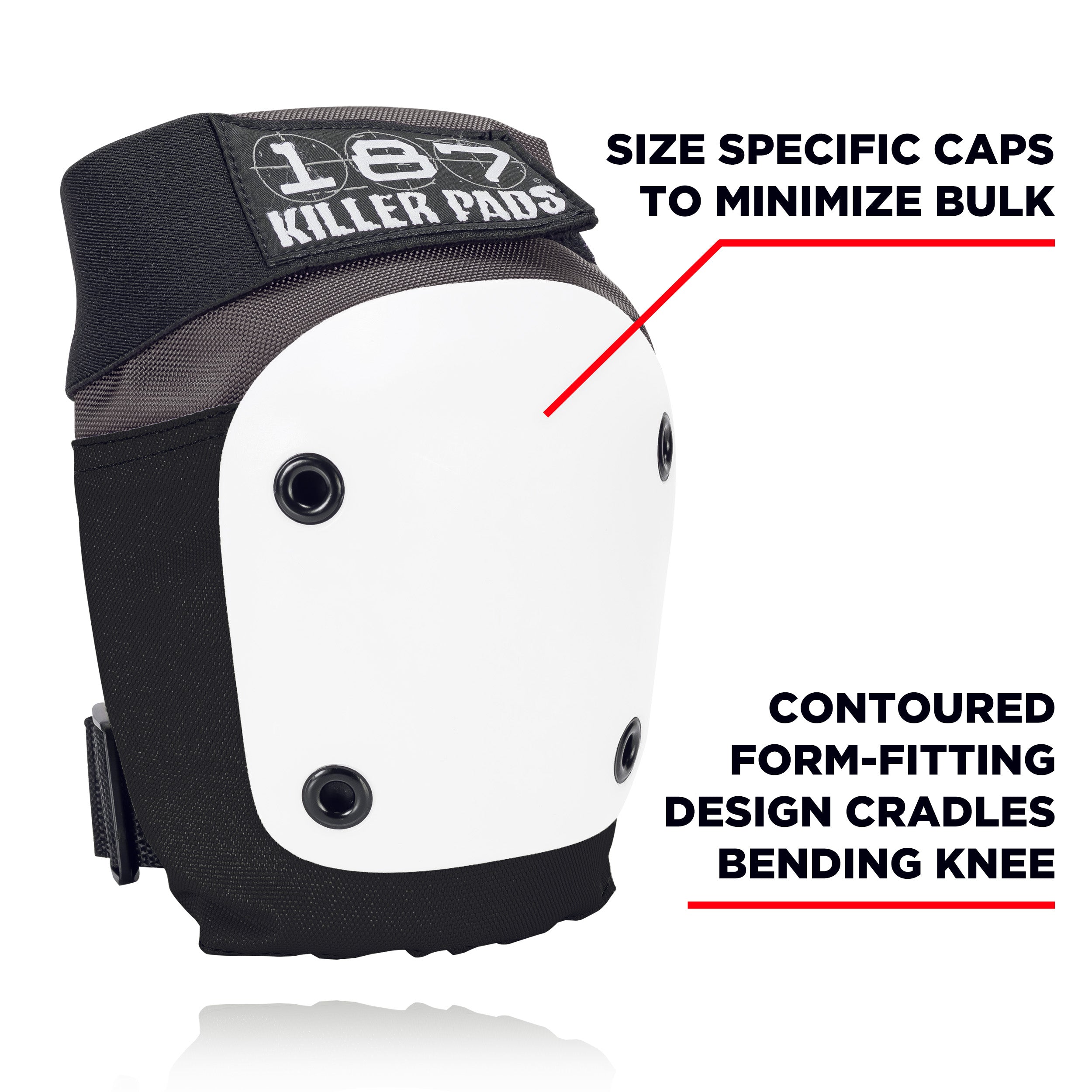 187-killer-pads-fly-knee-pad-grau-schwarz-mit-wei-en-kappen image 2