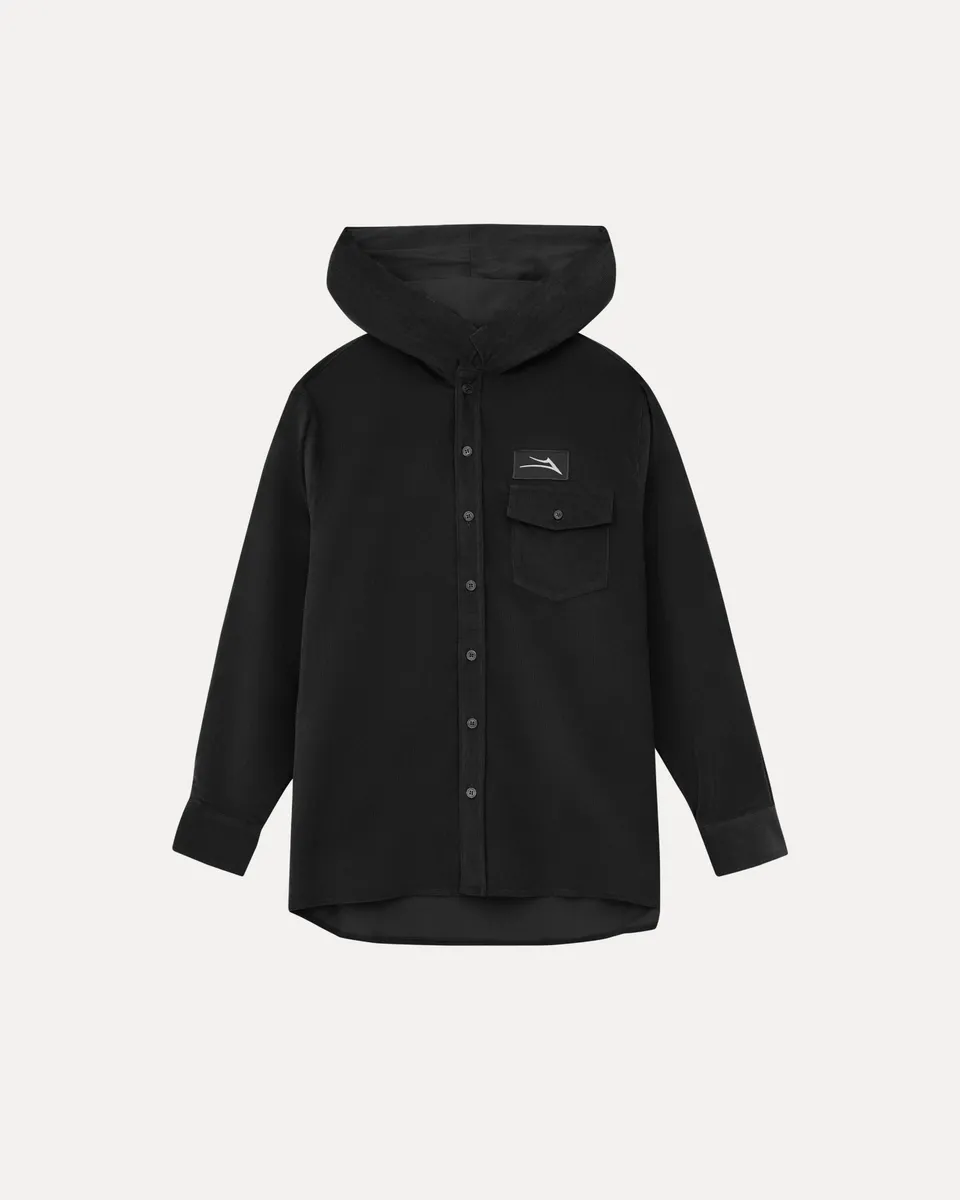 lakai-hooded-corduroy-button-up-shirt-schwarz image 1