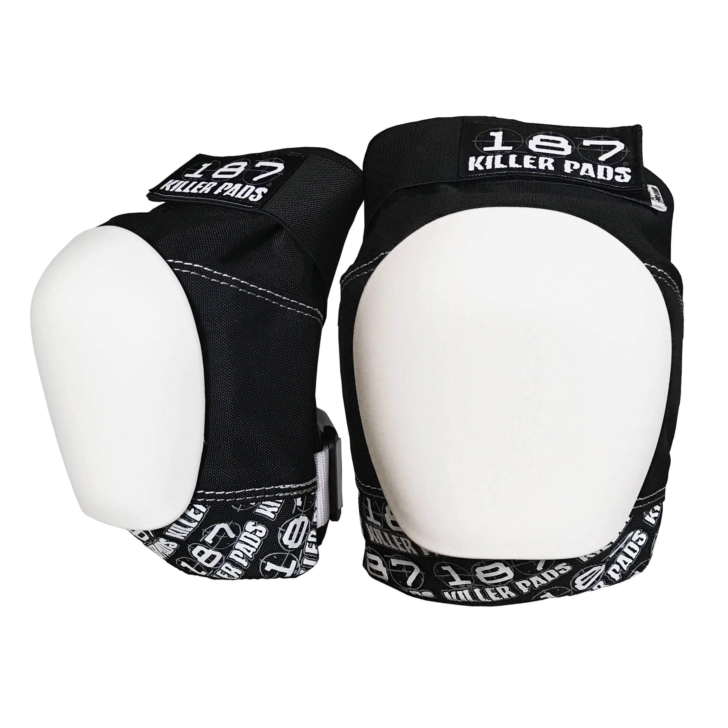 187-killer-pads-pro-knee-pad-schwarz-wei-mit-wei-en-kappen image 1