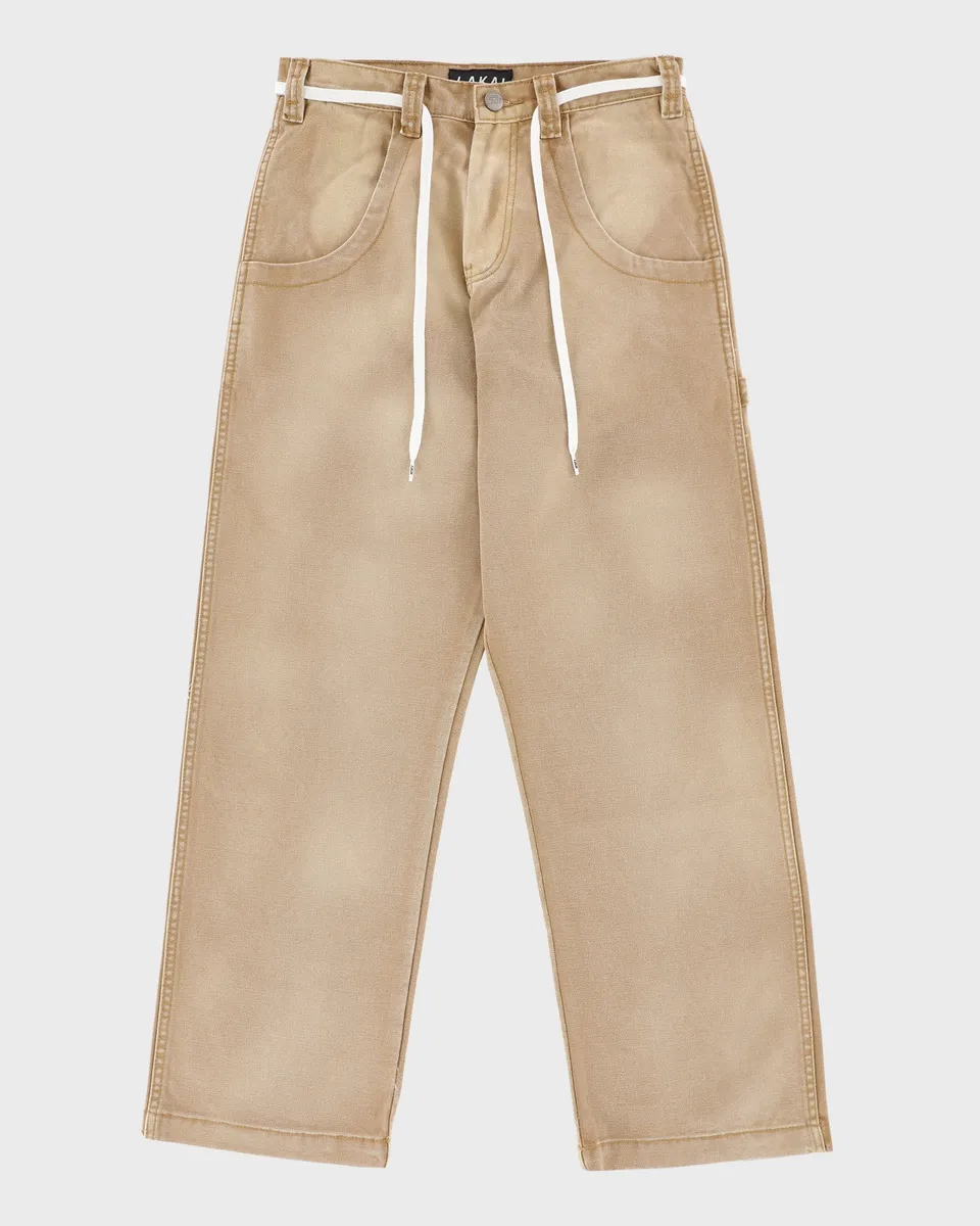 lakai-faded-wide-leg-carpenter-hose-khaki image 1