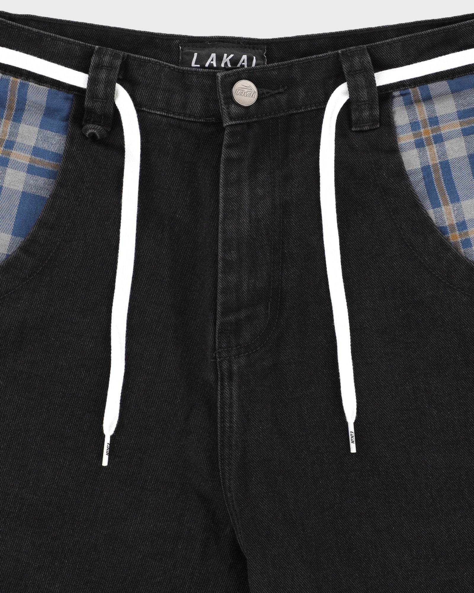 lakai-plaid-contrast-wide-leg-jeans-black-denim image 4