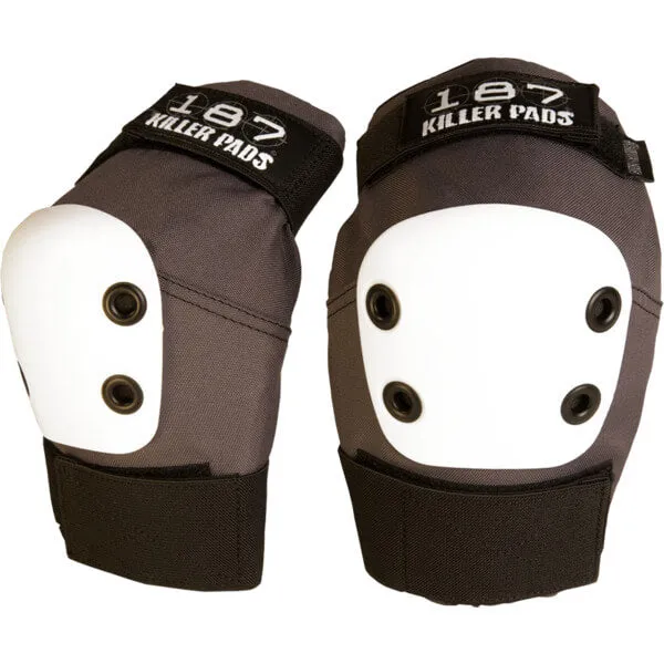 187-killer-pads-pro-elbow-pad-grey-mit-white-caps image 1