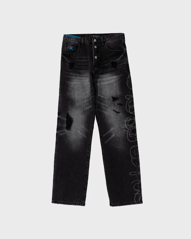 lakai-straight-leg-denims-skate-jeans-distressed-etched-black image 1