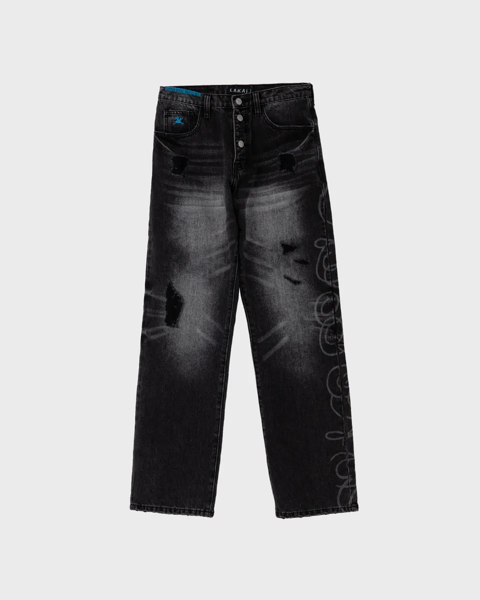 lakai-straight-leg-denims-skate-jeans-distressed-etched-black image 1