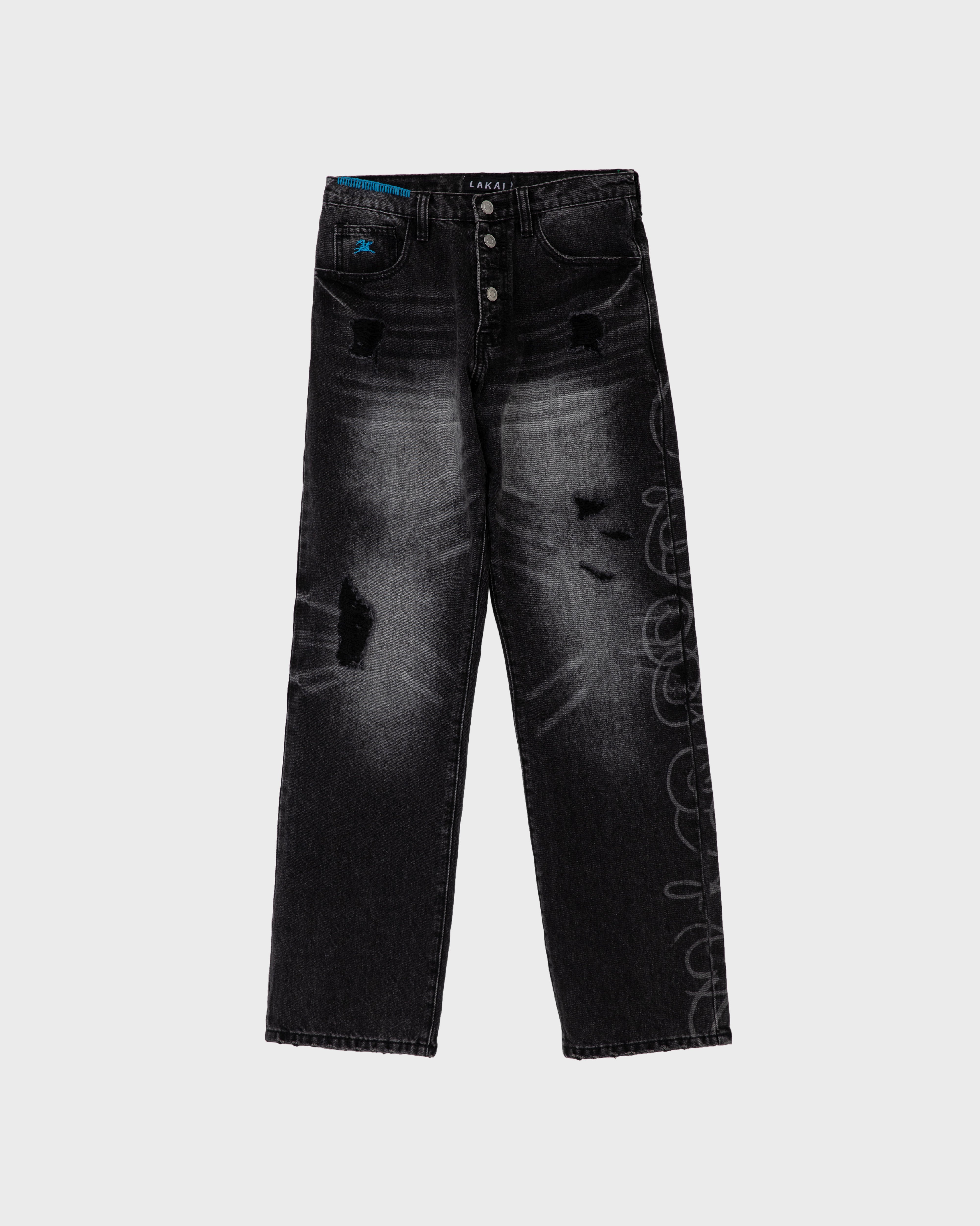 lakai-straight-leg-denims-skate-jeans-distressed-etched-black image 1
