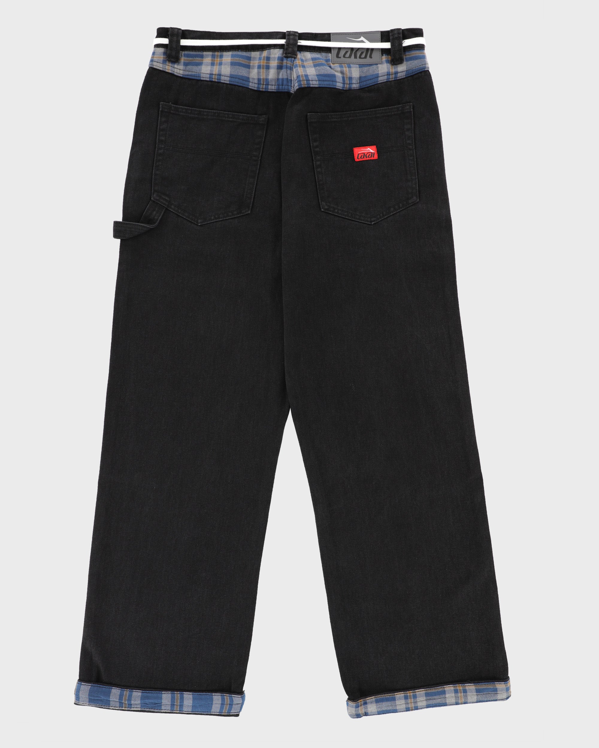 lakai-plaid-contrast-wide-leg-jeans-black-denim image 3