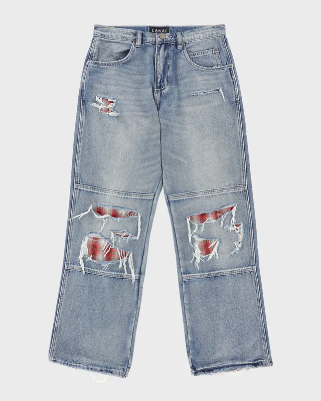 lakai-distressed-double-knee-denims-indigo-jeans image 1