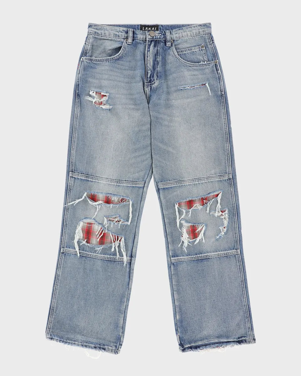 lakai-distressed-double-knee-denims-indigo-jeans image 1