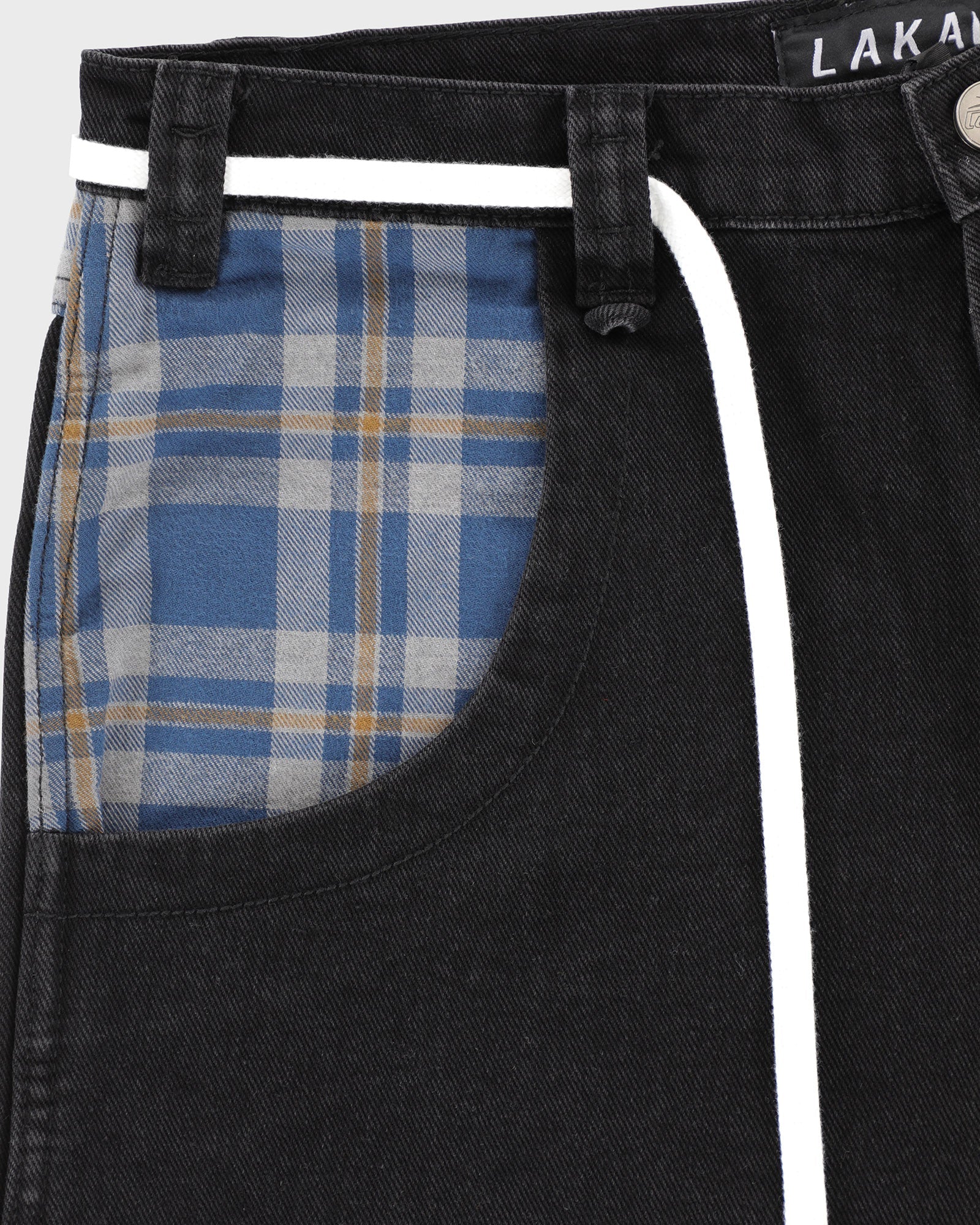 lakai-plaid-contrast-wide-leg-jeans-black-denim image 5