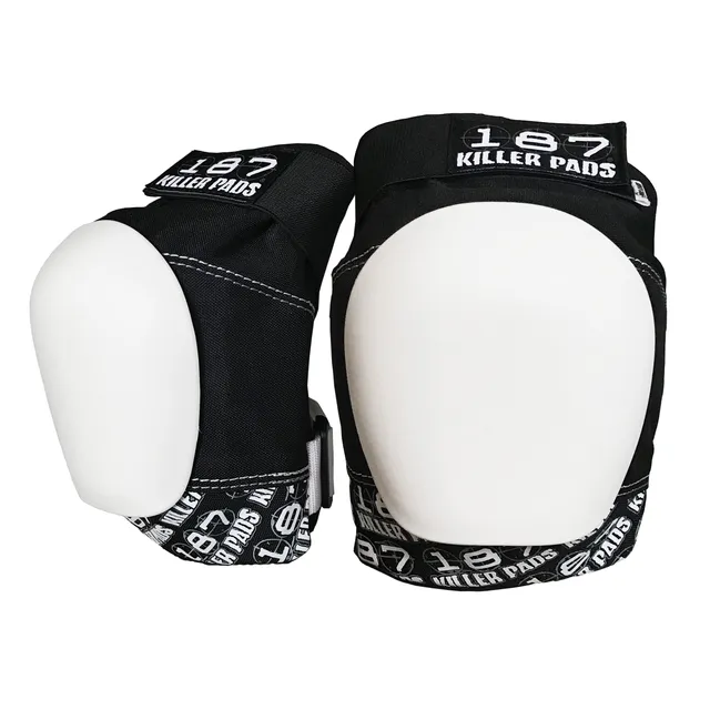 187-killer-pads-pro-knee-pad-schwarz-wei-mit-wei-en-kappen image 1
