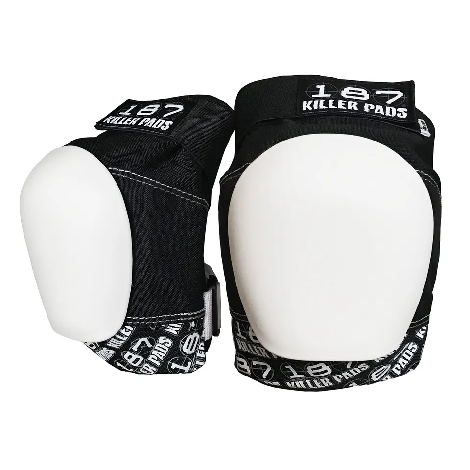 187-killer-pads-pro-knee-pad-schwarz-wei-mit-wei-en-kappen image 1