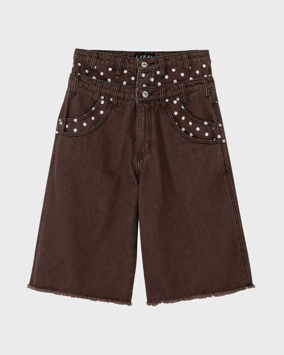 lakai-double-waisted-jumbo-jorts-brown-polka image 1