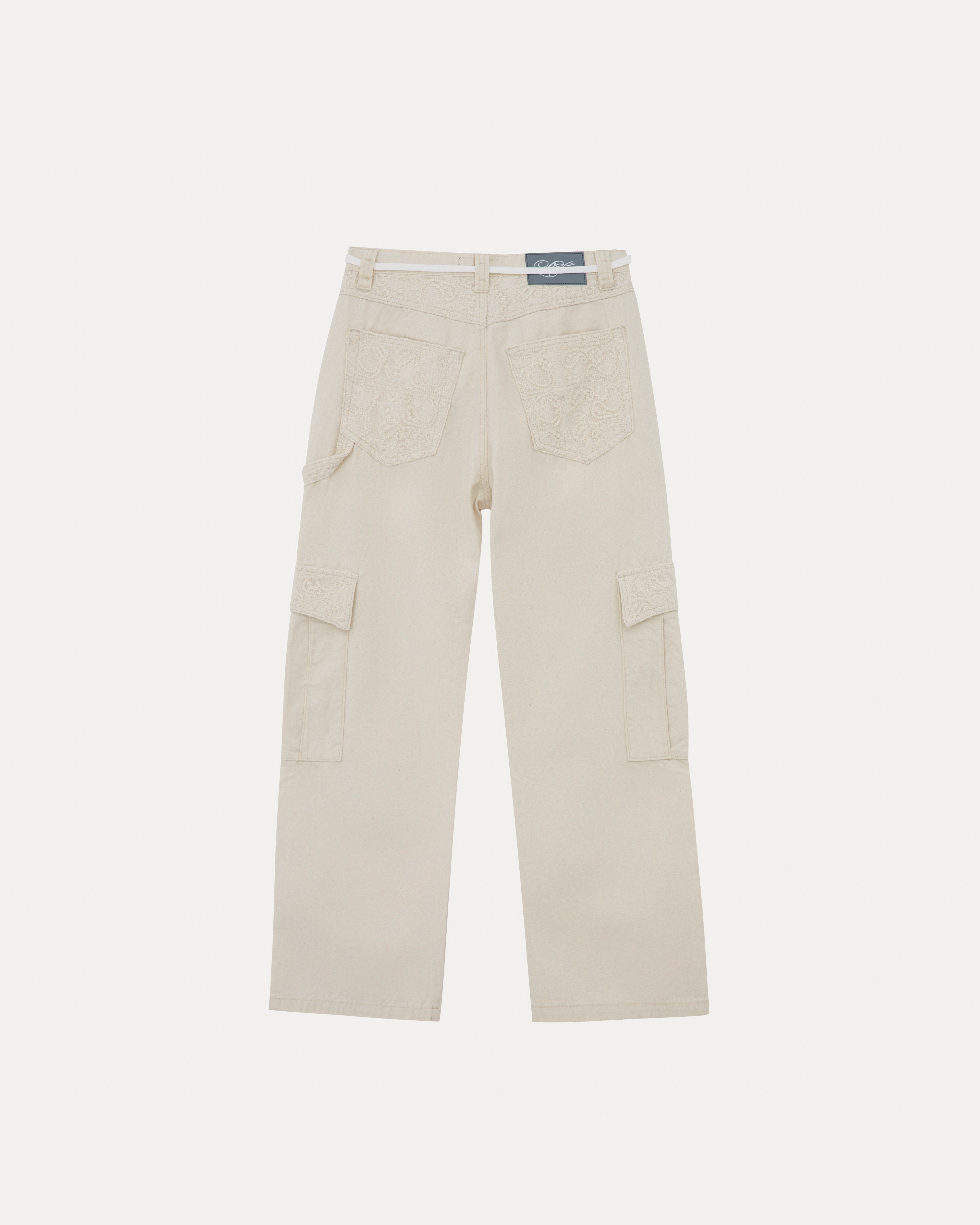 lakai-wide-leg-lace-applique-cargo-pant-natural image 2