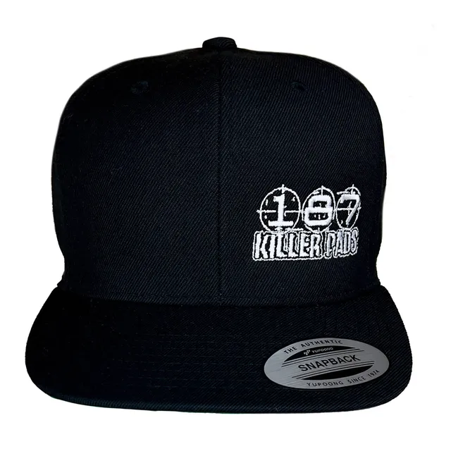 187-killer-pads-block-logo-flat-cap-black image 1