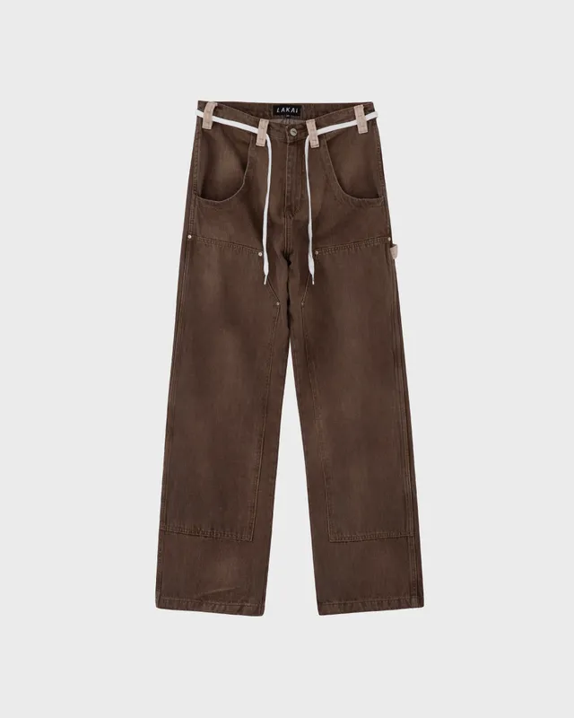 lakai-wide-leg-double-knee-pant-washed-brown-skate-hose image 1